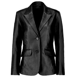 PAMELA McCOY 100% Leather Jacket-Size XL(14-16)-Black-SEE ACTUAL PHOTOS